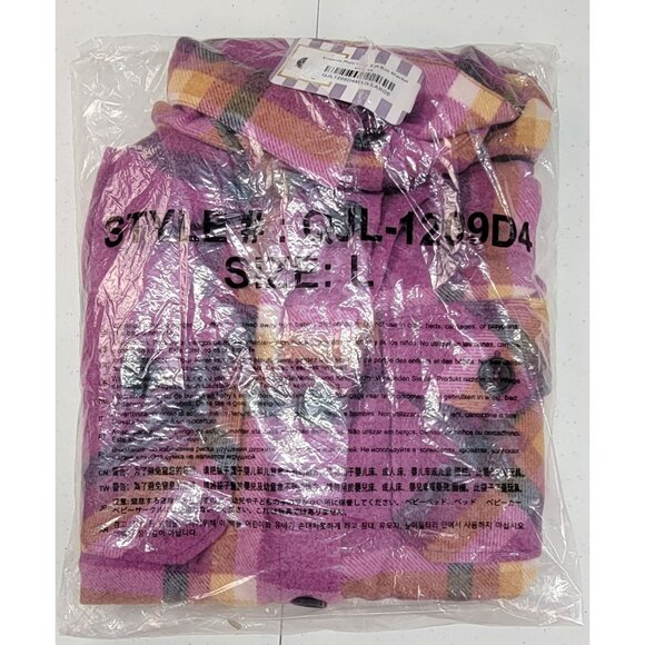 Zenana Shacket Shirt Jacket Magenta Plaid Pockets Cozy Soft Womens Large New - Picture 9 of 10